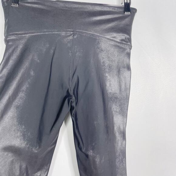 Spanx Womens Medium M Black Faux Leather Leggings Sleek Smoothing High Waist - Picture 8 of 10